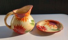 Pfaltzgraff Evening Sun Sunflower Hand Painted Pitcher & Plate Retired