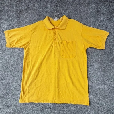 Haband Polo Shirt Mens Yellow Short Sleeve Side Slit Casual Outdoor Golf Tennis - Image 1 of 4