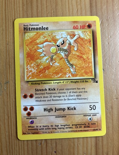 Pokémon TCG Hitmonlee Fossil Card 22/62 Regular Vintage