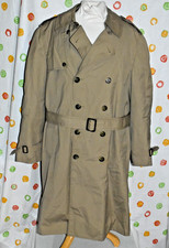 Vintage LONDON FOG Men s 48 Reg Double Breasted PILE Lined Trench COAT Khaki EUC