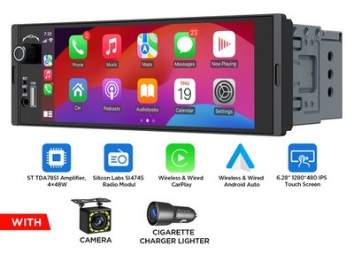 1 DIN 6,28'' IPS Bildschirm Android Auto Autoradio Wireless CarPlay Bluetooth RDS