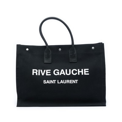 Saint Laurent Large Canvas Rive Gauche Tote Pre-Loved Black