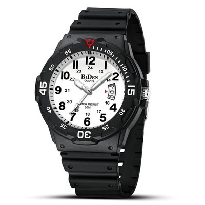 HANPOSH Herrenuhren Analog Quarzuhren Männer 30M 06- Schwarz Schwarz Weiß
