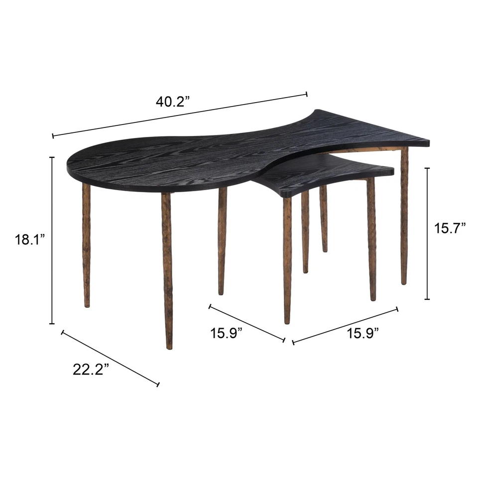 Juego de mesa de centro Norden negro y bronce Foto 2 de 2