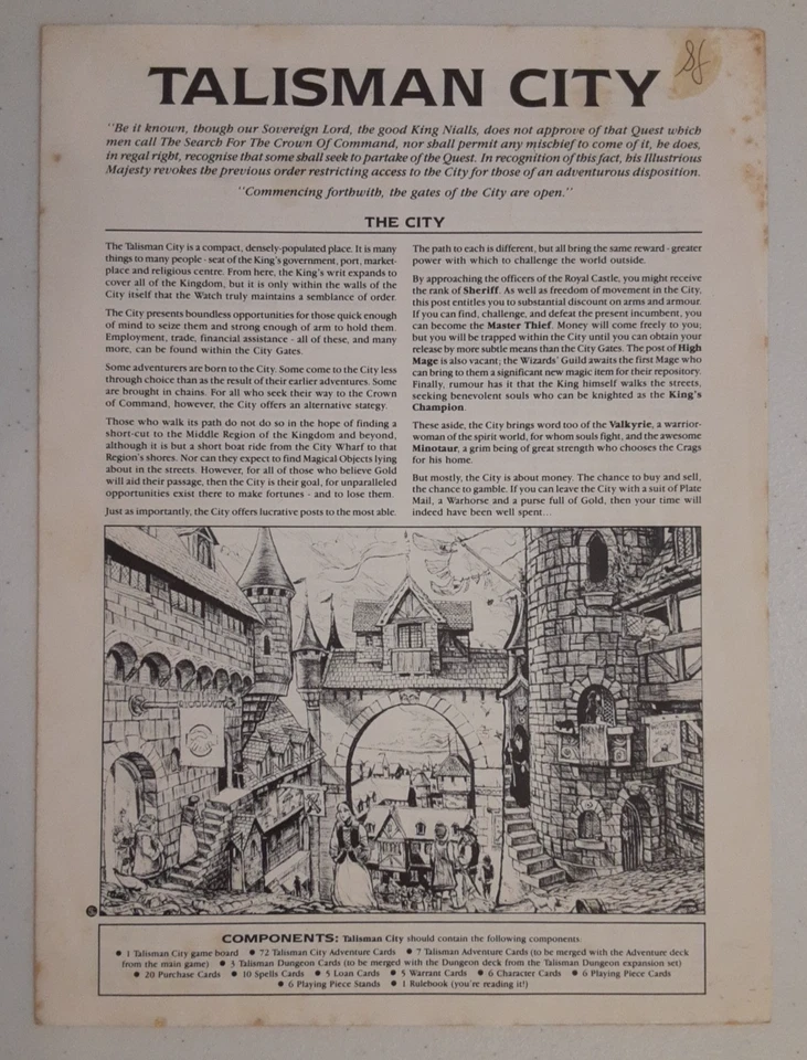 Complete CITY exp: Talisman 1st/2nd edition Board Game Workshop 1989, No Box - Image 2 of 4