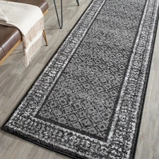 Adirondack Collection Runner Rug - 2'6" x 6', Black & Silver, Distressed Desi...