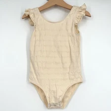 Rylee + Cru Cream Natural Ruffle Ribbed Bodysuit 2-3 Y