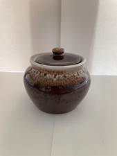 Vintage Rubel Pottery Bean Pot 919 with Brown Drip Glaze Made in USA