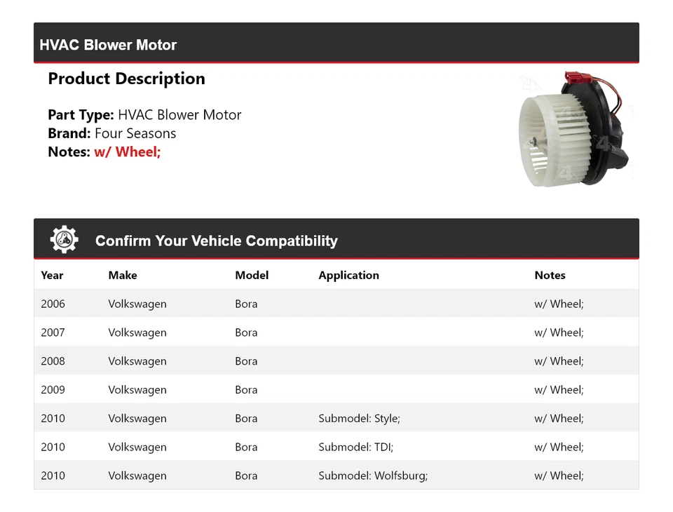 Motor soplador de climatización para Volkswagen Bora 2006-2010 4 estaciones 2007 2008 2009 Foto 2 de 4