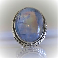 RAINBOW MOONSTONE NATURAL GEMSTONE 925 STERLING SILVER HANDMADE JEWELRY RING