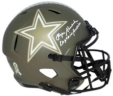 ROGER STAUBACH SIGNED DALLAS COWBOYS SALUTE TO SERVICE HELMET W/ CAPTAIN AMERICA