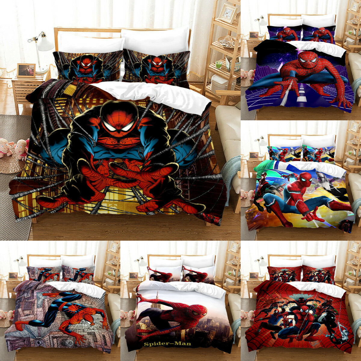 Juego de cama Spider-Man 3 piezas funda nórdica funda de almohada funda de edredón funda de edredón