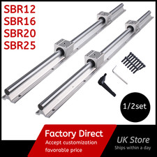 2/4X SBR12/16/20/25 Linear Rail 200mm-1500mm+4/8X SBR12/16/20/25UU Bearing Block
