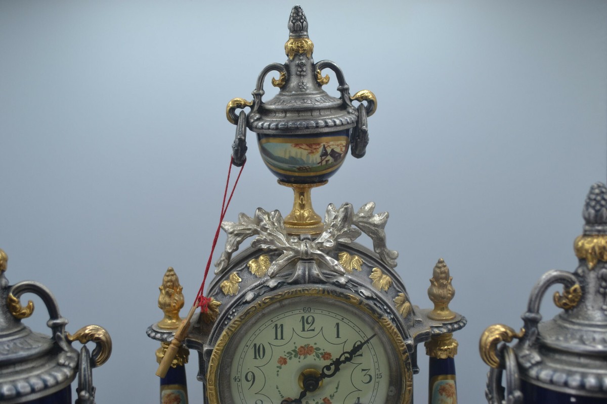 LANCINI ITALY THREE PIECE ITALIAN MANTLE CLOCK | eBay