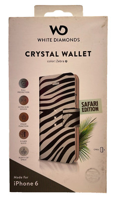White Diamonds Safari Edition Crystal Wallet Case for iPhone 6, Zebra