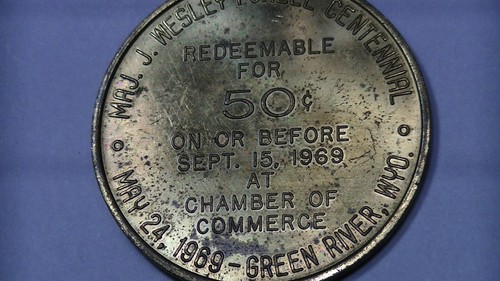 Moneda de recuerdo de medio dólar Green River Wyoming 1969 J Wesley Powell - Imagen 17 de 17