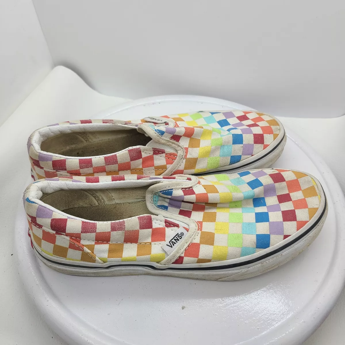 Rainbow checkered cheap vans kids