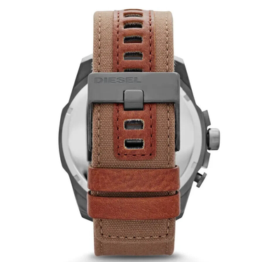 New Diesel Mens World time Watch DZ4306 Brown Canvas Band