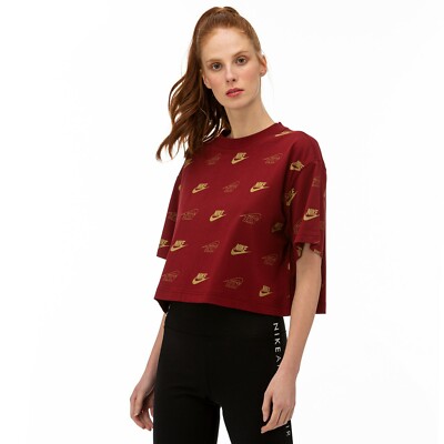 Nike NSW Women's Short Sleeve Cropped Top Overbranded GOLD