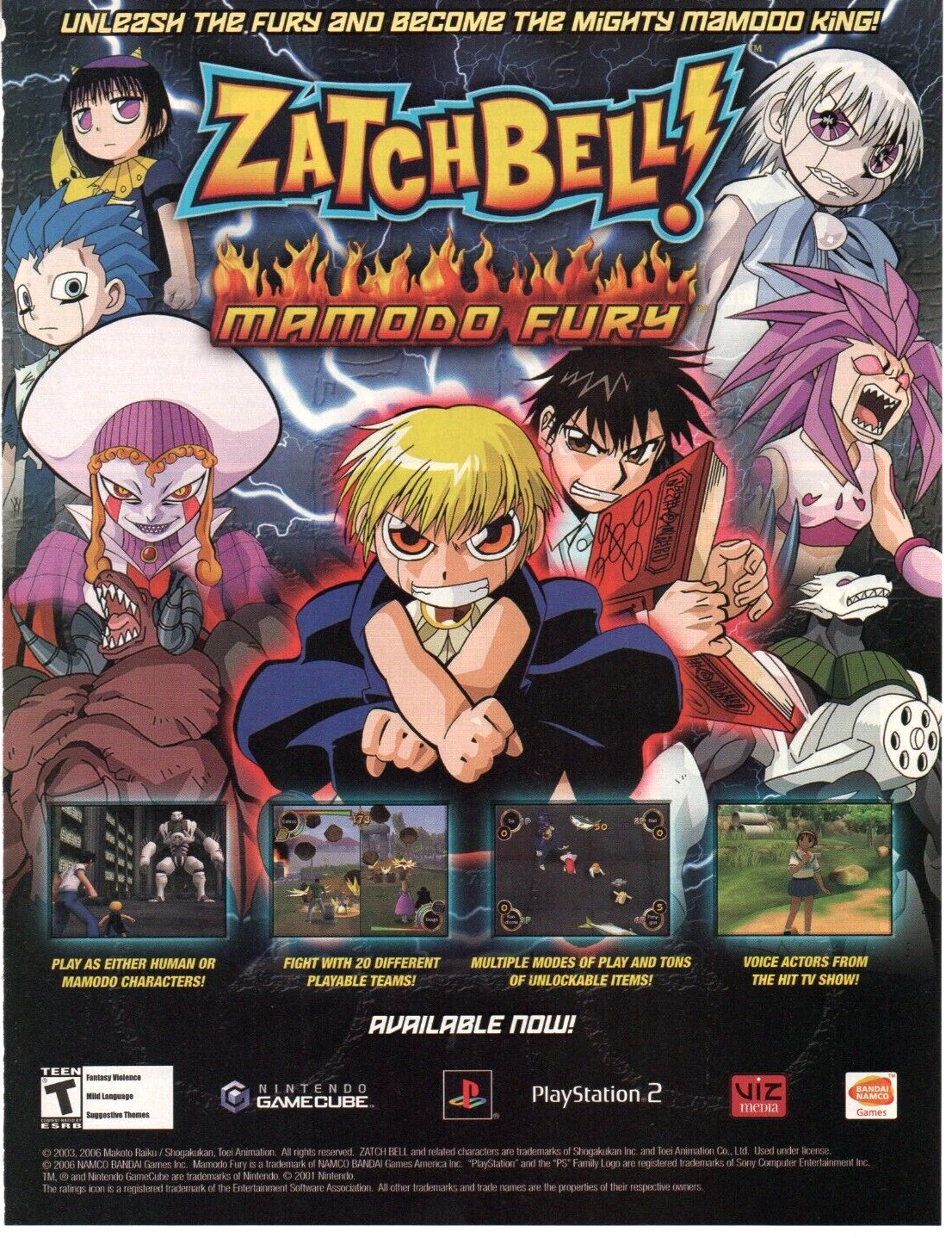 2006 Video Game Promo PRINT AD ART - ZATCH BELL MAMODO FURY - Game Cube BANDAI