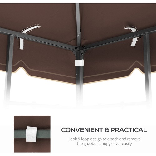 Outdoor Patio Gazebo Replacement Canopy Double Tiered Gazebo Tent Roof Top Cover - Picture 3 of 12