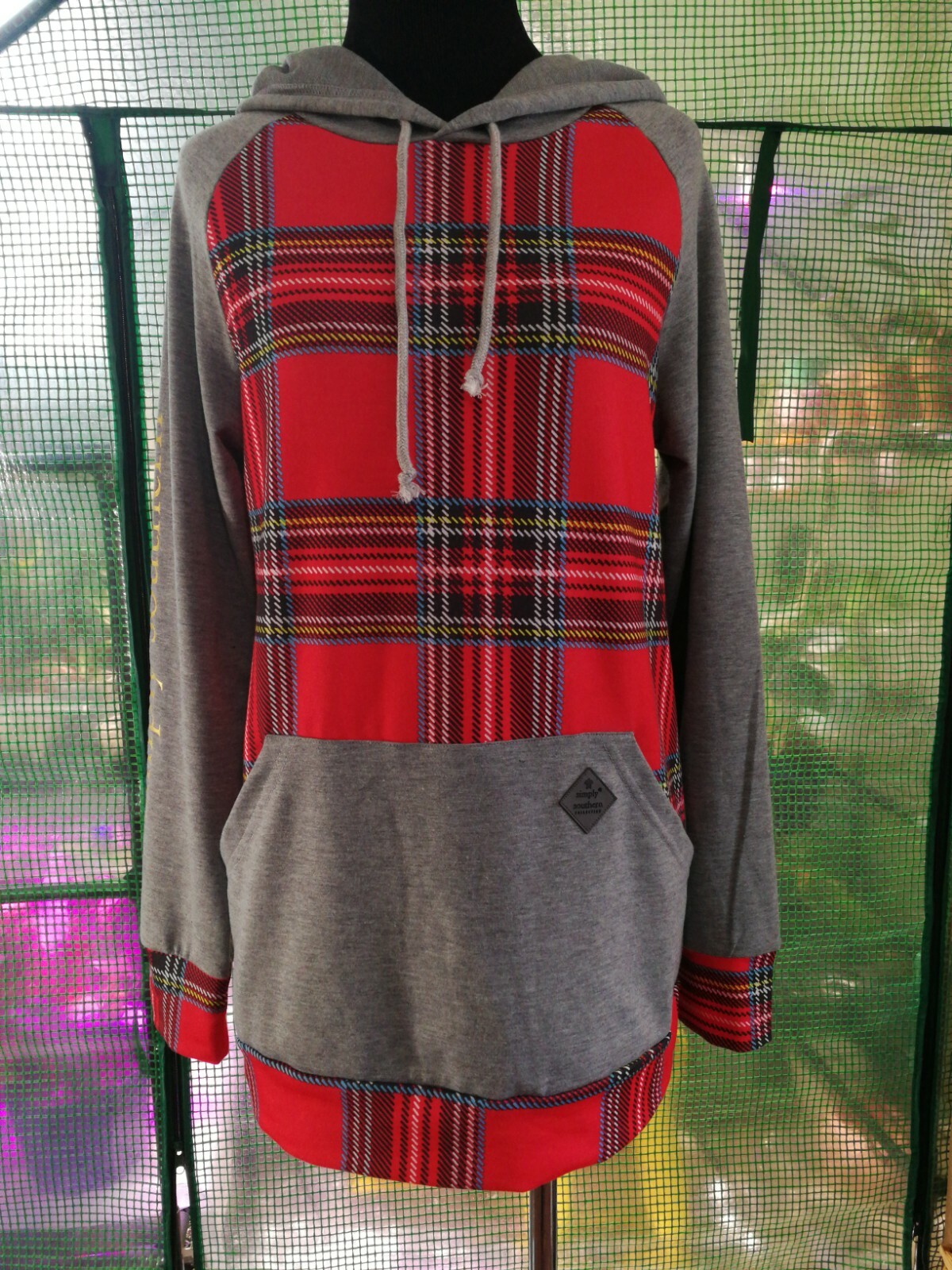Simply Southern Red Plaid Hoodie NWT 