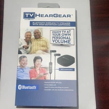 NEW HearGear Bluetooth Wireless TV Streamer With HD Earphones iPHONE COMPATIBLE 