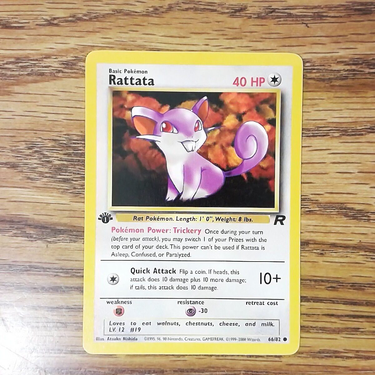Rattata 66/82 TEAM ROCKET 1st Edition Common Pokemon Card (NM/EX) - 022221 Rattata 66/82 TEAM ROCKET 1st Edition Common Pokemon Card (NM/EX) - 022221