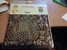 PEEL OFF STICKER OWL NEW FOR SCRAPBOOKING ETC 24X19 CM.