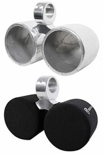 Rockville DMAC80S Dual 8" Silver Aluminum Wakeboard Tower Speaker Pods Covers