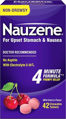 Nauzene Nausea Relief Chewable Tablets Wild Cherry Flavor, 42 Ct