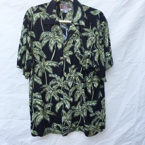 Kalaheo Mens Hawaiian Shirt Black Green 