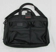 Tumi Alpha 204D3 Ballistic Nylon Expandable Black Briefcase File Bag with Strap