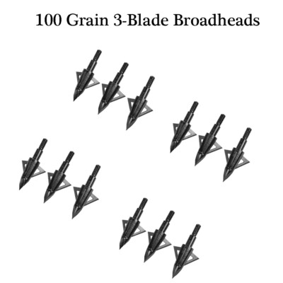 Archery Hunting 3-Blade 100 Grain Broadheads Screw Points for Various Bow 12Pack