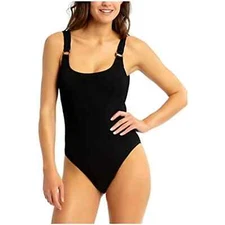 California Waves Juniors Textured One Piece Black Size Medium Black