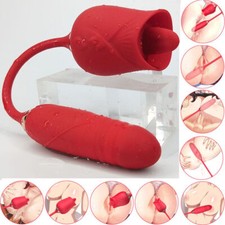 Clit Licking Tongue Sucking Vibrator G-spot Dildo Oral Sex Toys for Women R ose