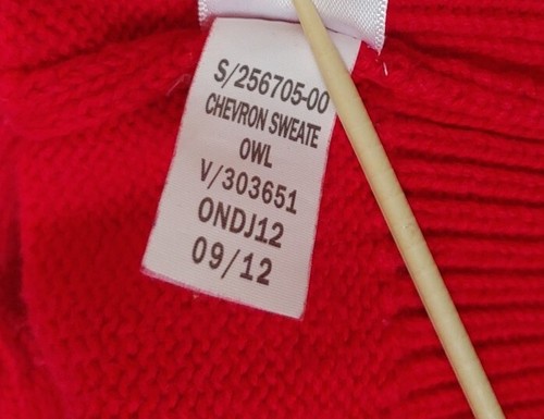 Old Navy Sweater Girls L Pullover Red Round Neck Long Sleeve Knit Owl Cotton - Picture 5 of 6