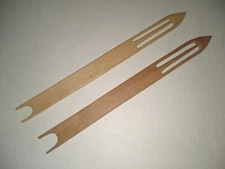 2 WOOD Fishing Net Needles Shuttles 9"x.75" NOS VTG Unused Bellingham WA