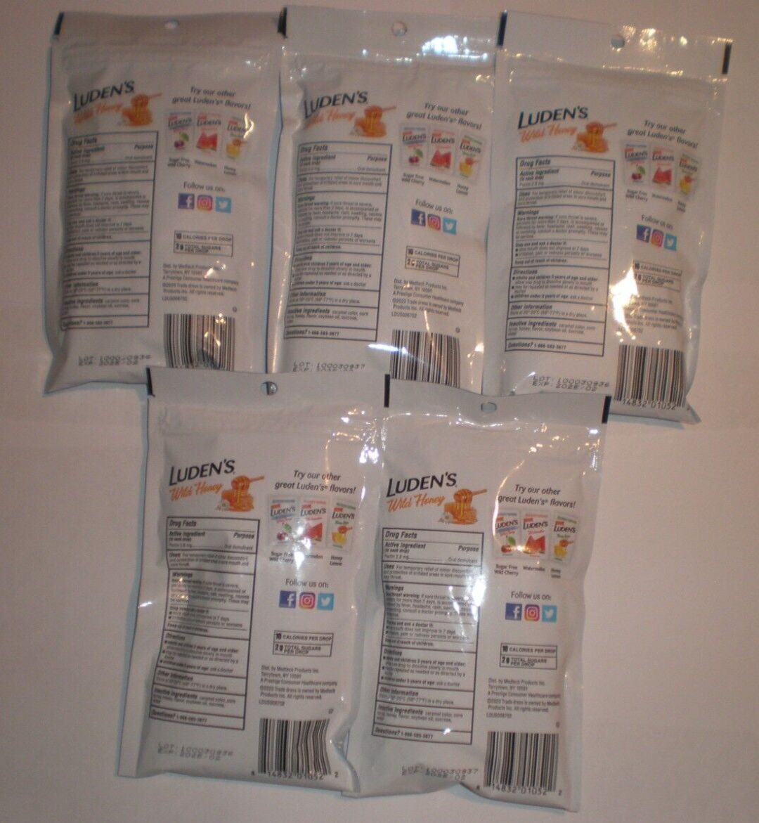 Ludens Cough Drops WILD HONEY 5 bags 30 in each Expiration Date 02/2025 814832010522 eBay
