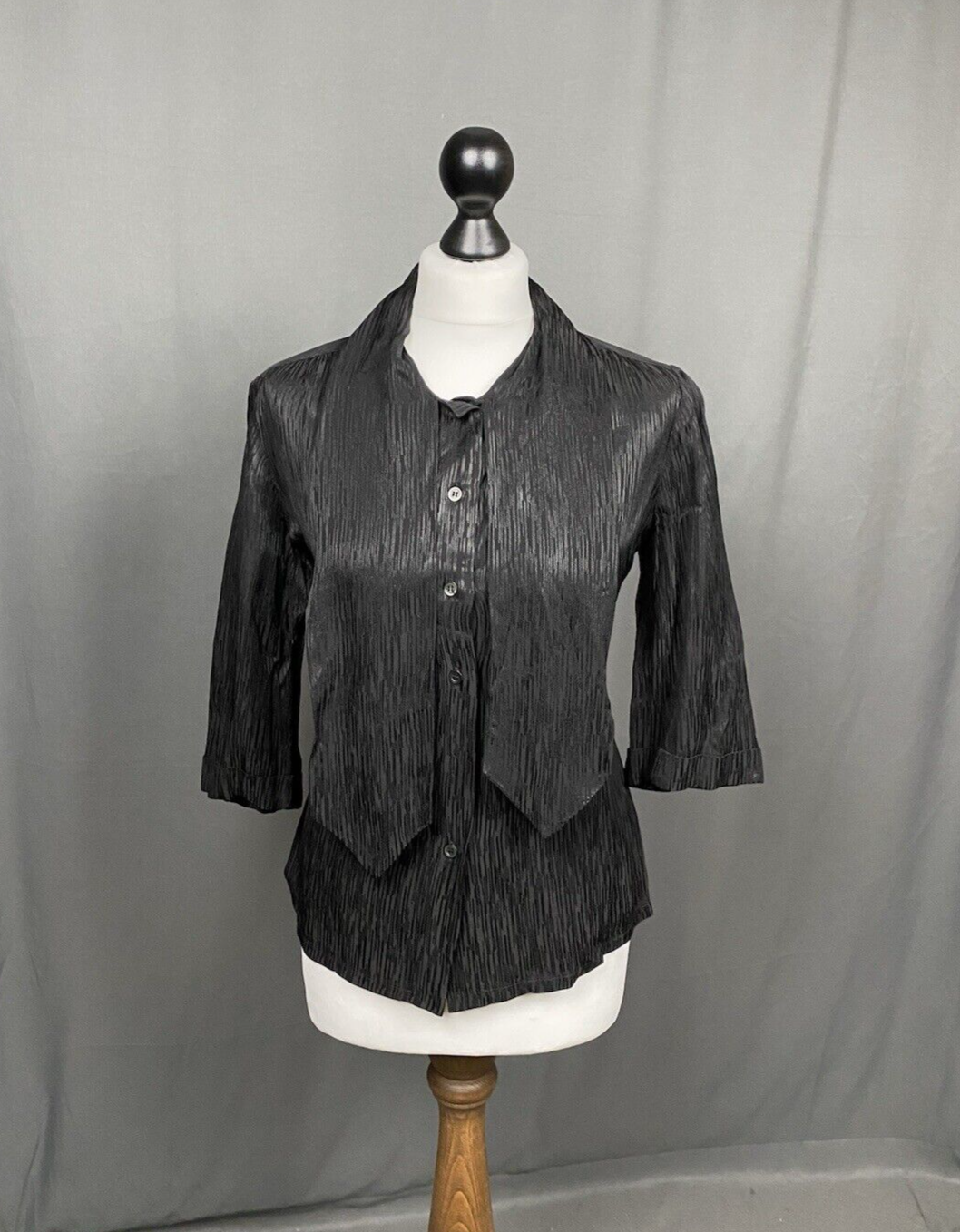 Camicia donna YSL Saint Laurent Rive Gauche vintage nera manica 3 4 taglia 40