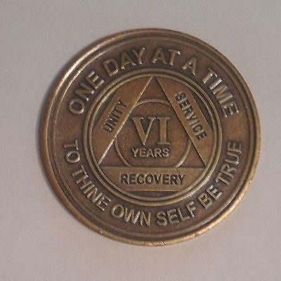Alcoholics Anonymous AA 6 Year Bronze Medallion Token Coin Chip ...