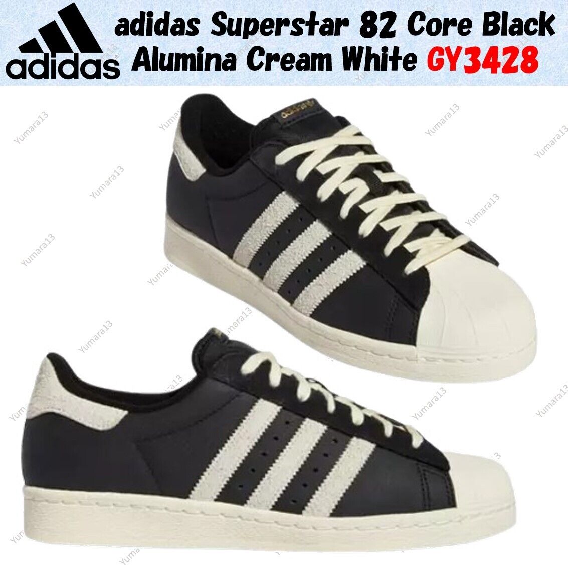 adidas Superstar 82 Core Black Alumina Cream White GY3428 Men's Size adidas Superstar 82 Core Black Alumina Cream White GY3428 Men's Size