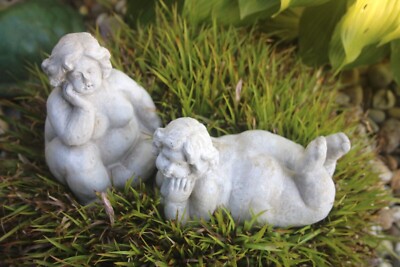 Dame Edita, sitzend oder liegend, aus Keramik, Gartenfigur, Dekofigur 17 cm
