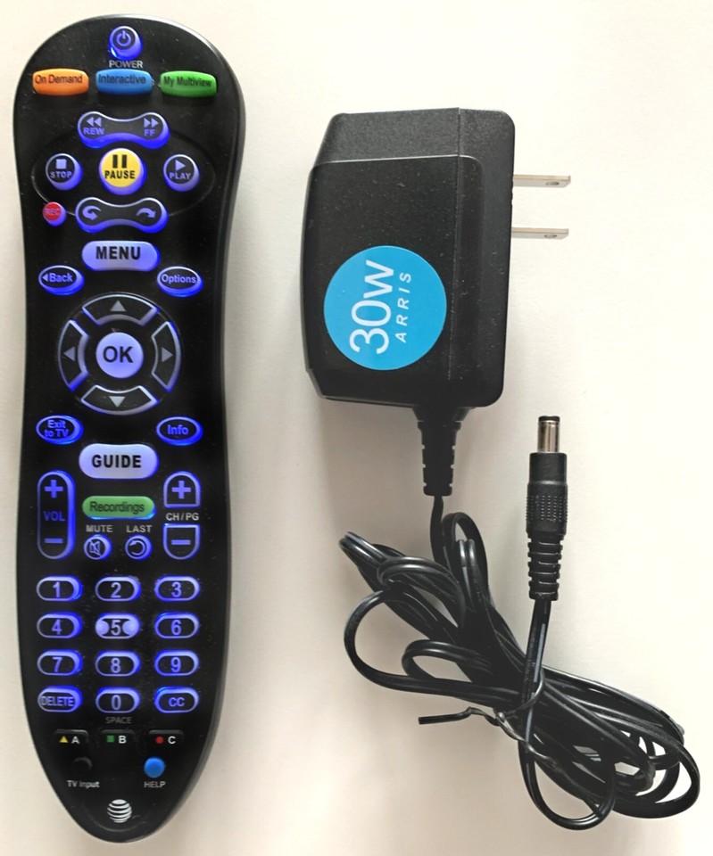 U-Verse TV Receiver AT&T, Motorola VIP1200 w/Remote & Power Cable ...