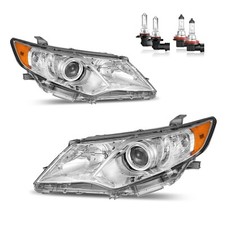 Pair Headlights Assembly For 2012-2014 Toyota Camry Chrome Headlamps Wbulbs
