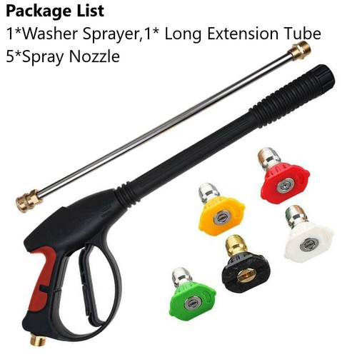 High Pressure Car Power Washer Gun Spray Long Wand Lance Hose 5 Nozzles M22 14mm - Picture 15 of 20