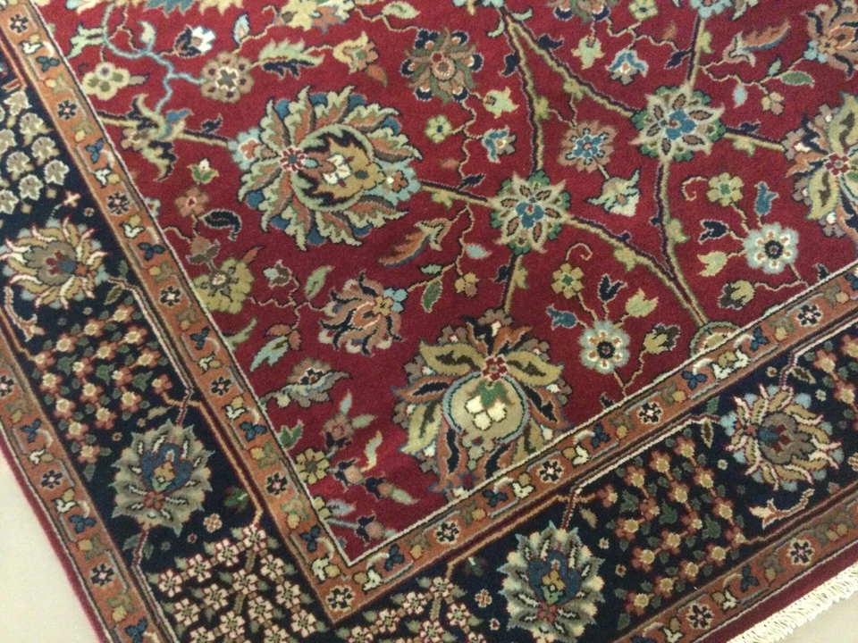 4’ X 8’ Red Navy Blue Fine Traditional Floral All-Over Oriental Rug Wool Foyer - Image 4 of 4