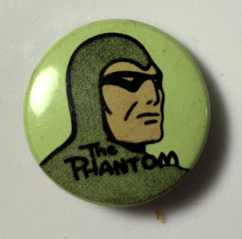 Vintage 1950s The Phantom Pinback Button Green Duck Co Chicago 1 inch EX Rare!