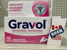 AiWaWa CA, Gravol Comfort Shaped Suppositories 100mg Adult 10 suppositories