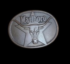 Vintage Marlboro Belt Buckle Solid Brass 1987 Philip Morris INC.